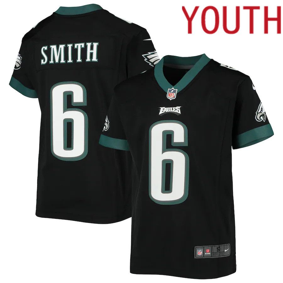 Youth Philadelphia Eagles 6 DeVonta Smith Nike Black Alternate Game NF Jersey